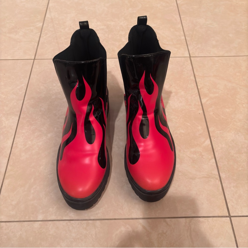 Iron Fist Red and Black Flame Booties - Picture 2 of 7